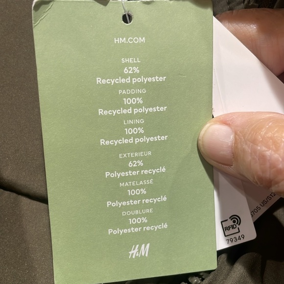 NWT H&M Puffer Winter Jacket XL Dark Olive Green - Picture 6 of 9